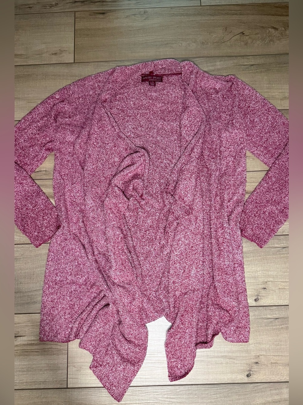 Barefoot Dreams Bamboo Chic Lite Cardigan L/XL Pink Open Front Cozy